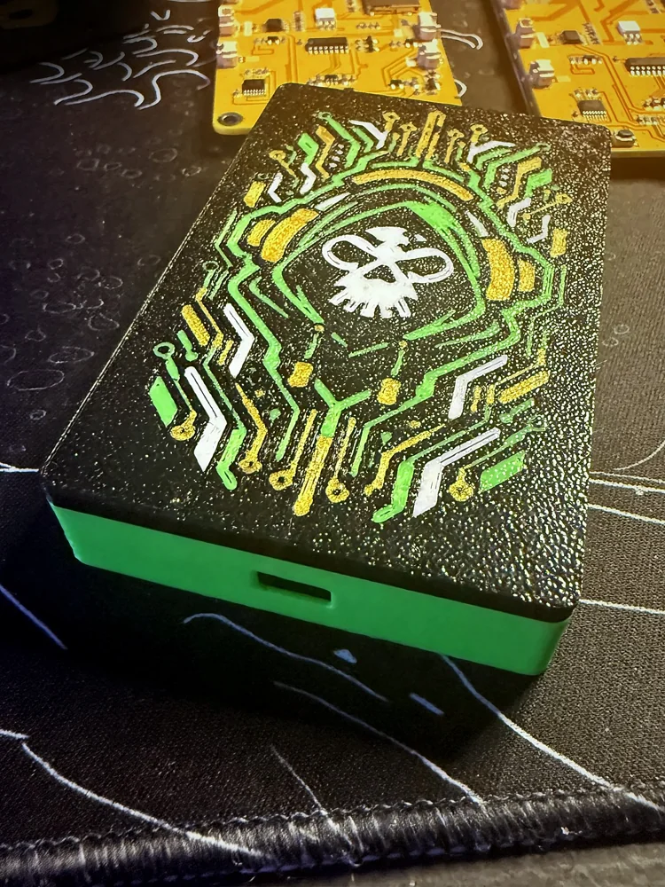 Zeek Cyber Print case with multi-color hooded-skull circuit artwork